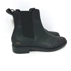 Toms Women's Slip On Black Leather Boots Everyday Style Boot Size 9